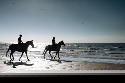 2 cavalirese le soir sur la plage urlaub mit dem eigenen pferd